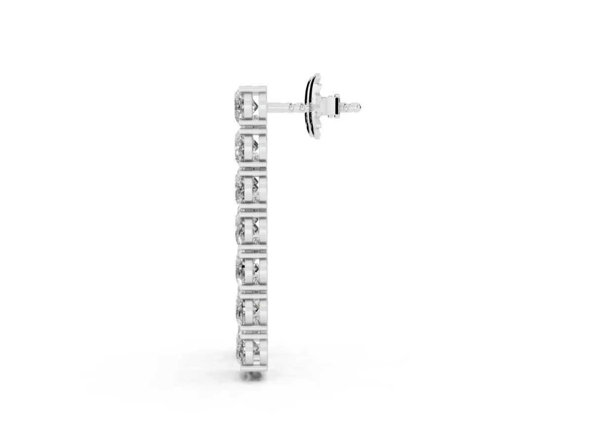 Oval Diamond Huggie Hoop Earrings Platinum