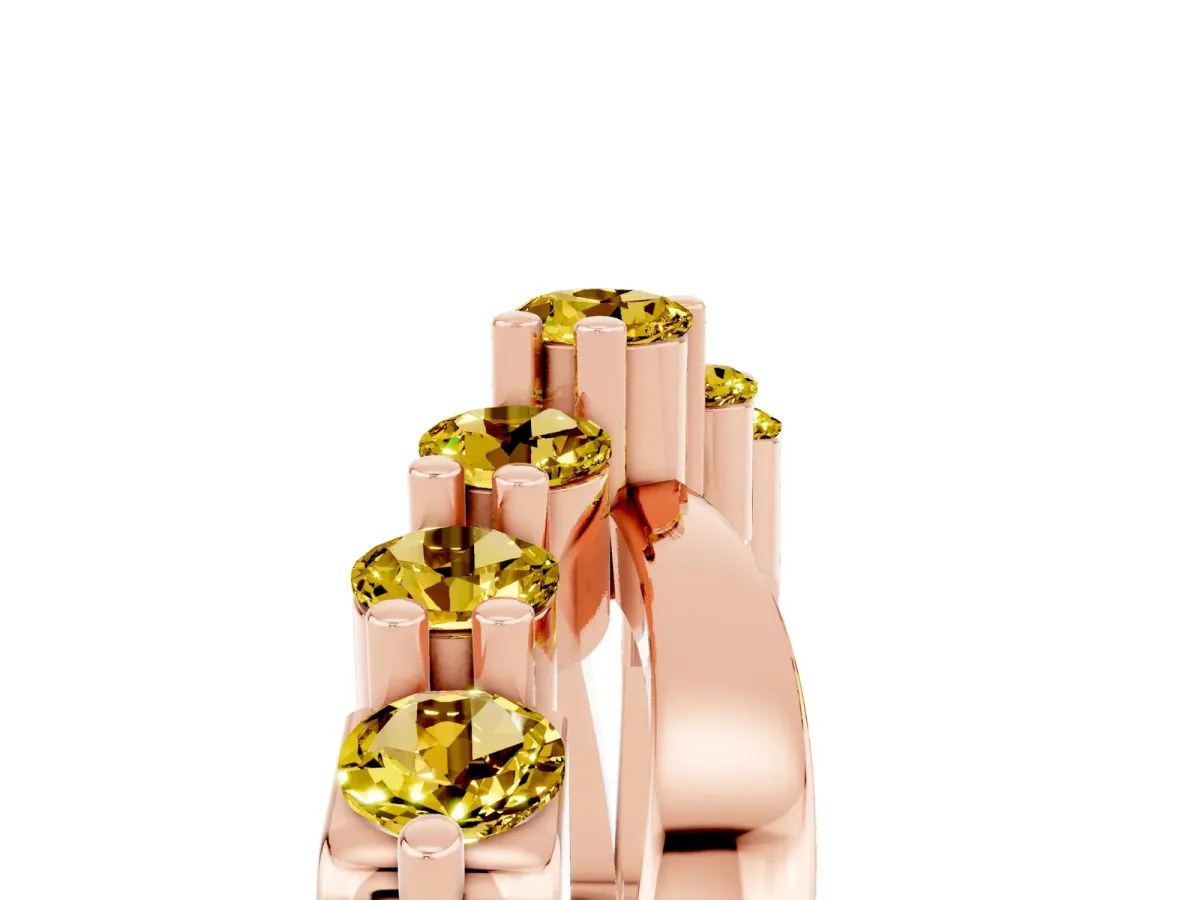 Round Yellow Sapphire Prong-Set Crossover Band Rose gold
