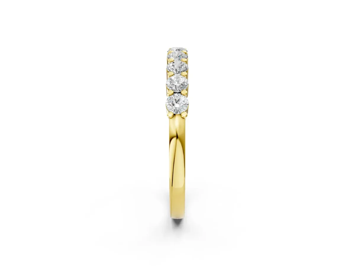 Round Diamond Prong Set Half-Eternity Band Yellow gold