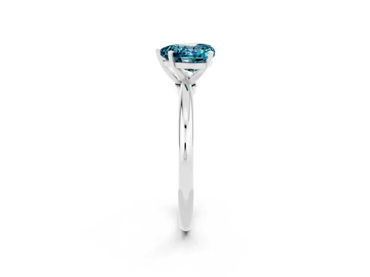 Heart Cut Blue Topaz Solitaire Ring with Six-Prong Setting and Classic Band Silver