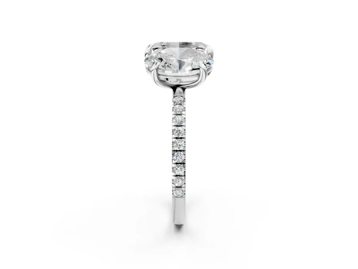 Oval and Radiant Toi Moi Ring with Prong Setting and Micro Pave Band Silver