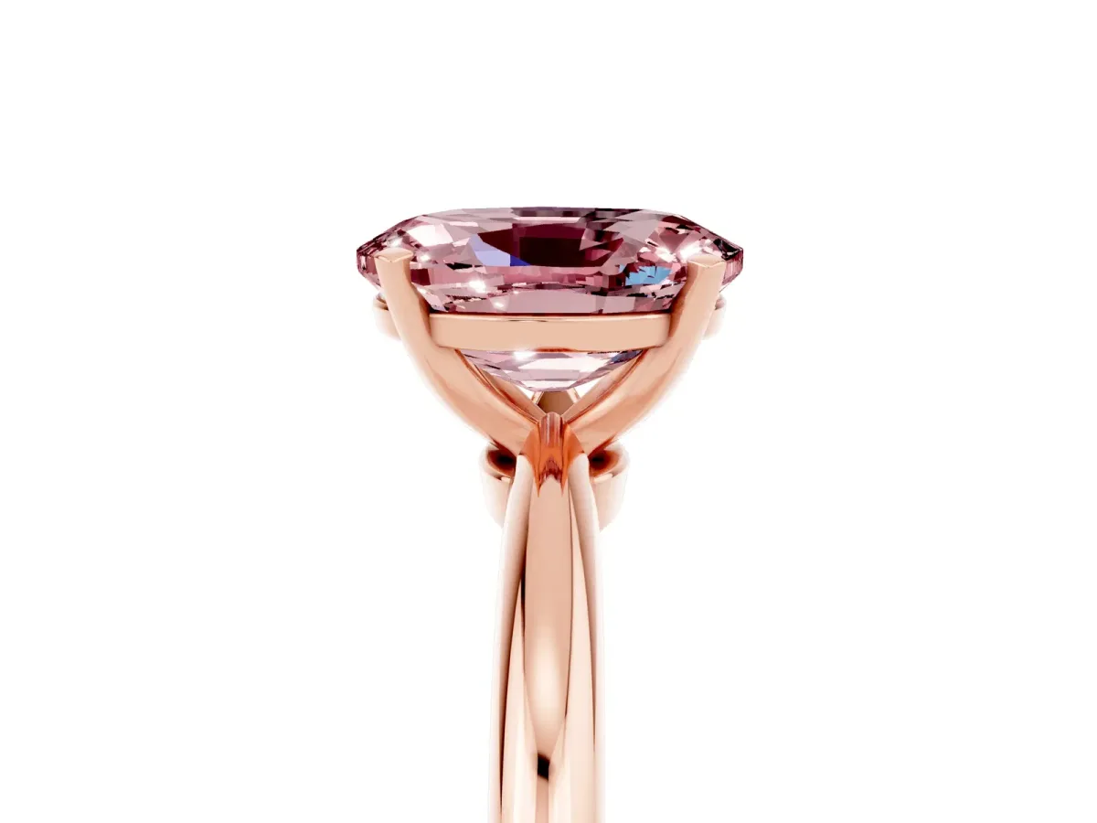 Oval Cut Morganite Solitaire Ring with Six-Prong Setting and Classic Band Rose gold