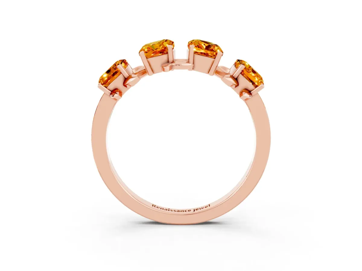Emerald Cut Citrine Prong-Set Half Eternity Band Rose gold