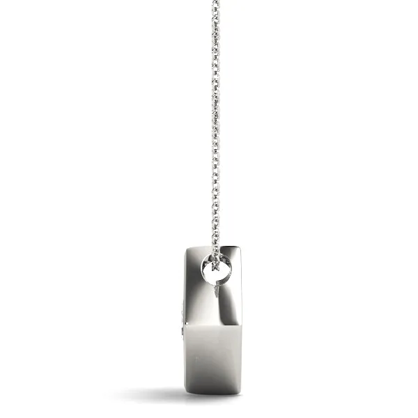 Round Diamond Square Bezel Pendant White gold
