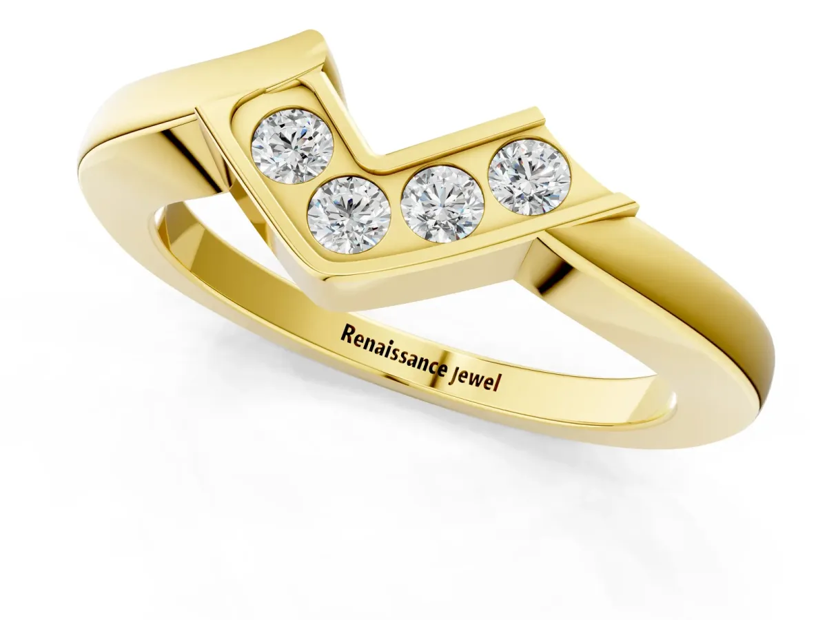 Channel-Set Round Diamond Twist Band Yellow gold