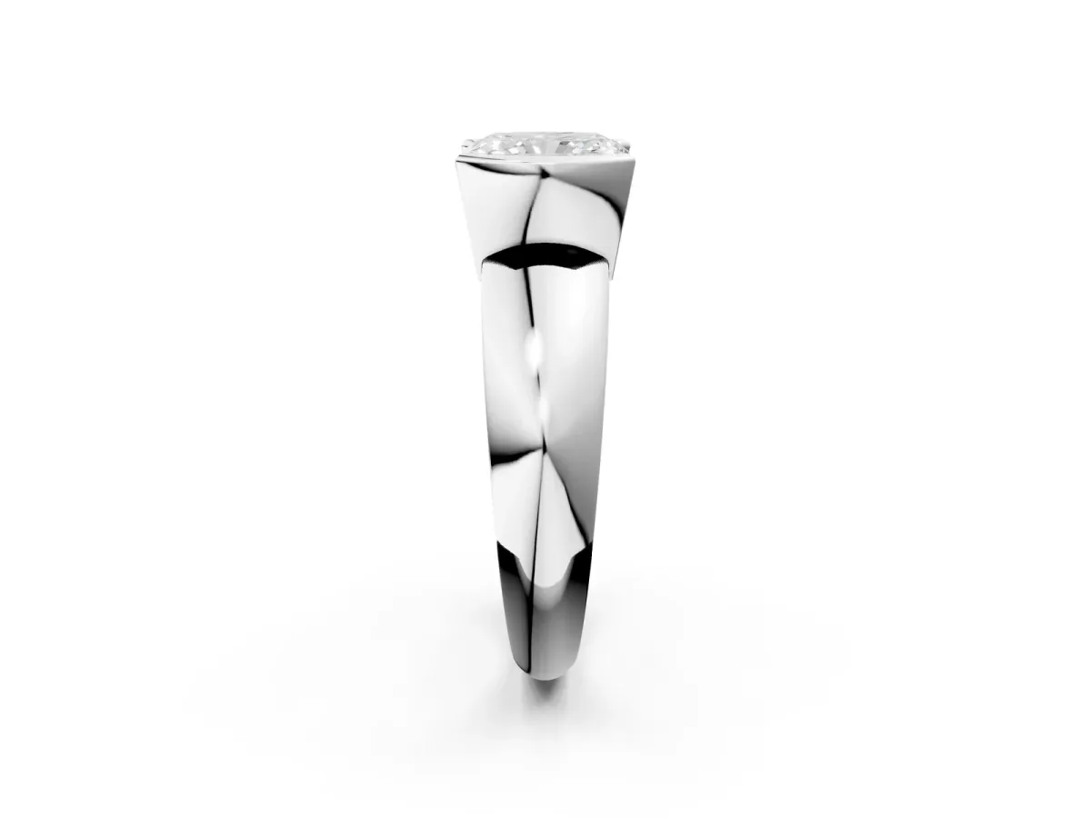 Radiant Cut Solitaire Tension Set Diamond Ring with Wide Band Platinum