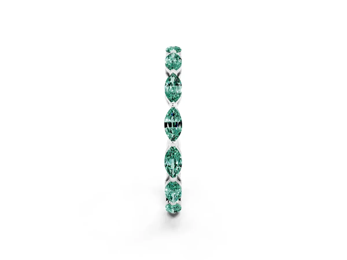 Marquise Green Sapphire Eternity Band with U-Prong Setting Silver