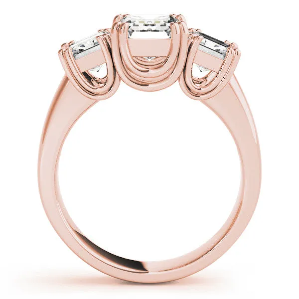Three-Stone Pear Cut Cut Diamond Ring with Channel Set Band and Four-Prong Setting Rose gold