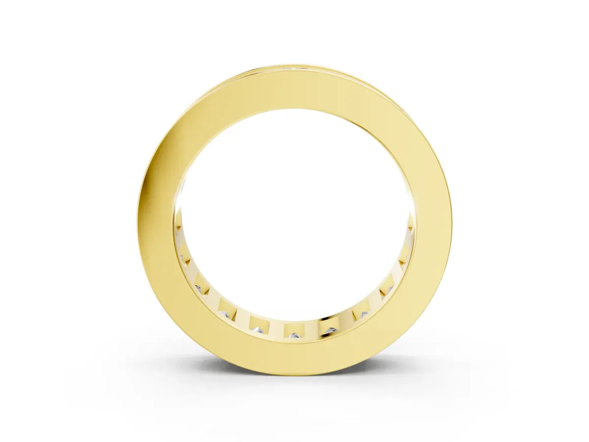 Princess Cut Eternity Band with Channel Set Yellow gold