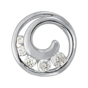 Gold Bezel Set Round Cut Diamond Swirl Pendant Silver