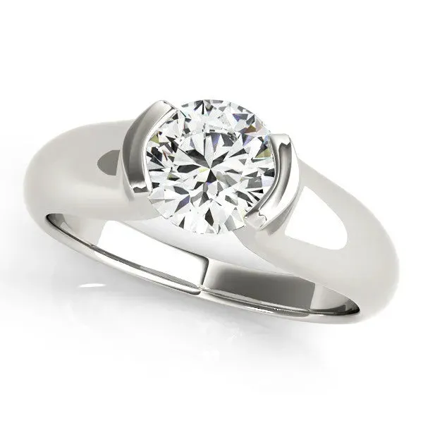 Radiant Cut Solitaire Tension Set Diamond Ring with Split Shank Band Platinum