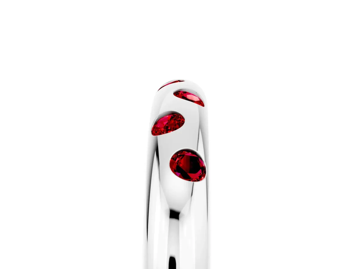 Round Ruby Flush-Set Comfort Fit Band Platinum