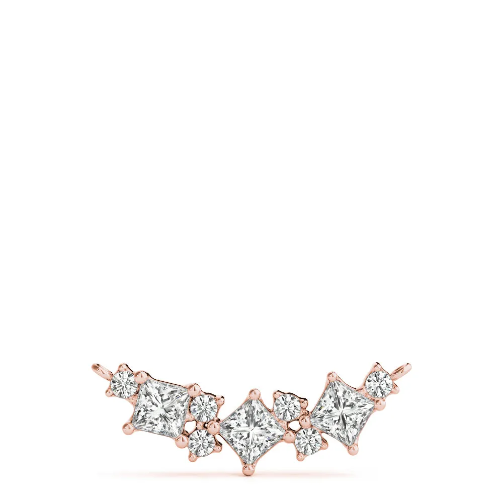 Princess Cut V-Shape Diamond Pendant with Four-Prong Setting Rose gold