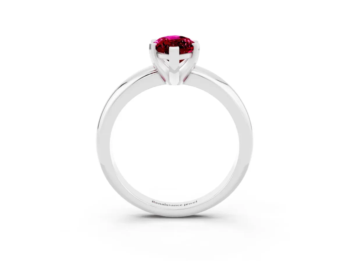 Marquise Cut Garnet Solitaire Engagement Ring with Round Band and Four-Prong Setting Silver