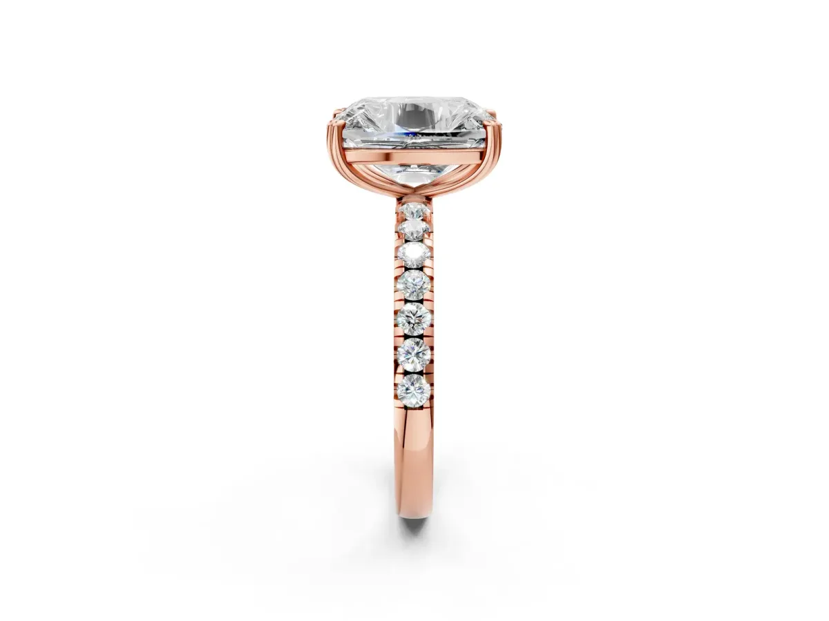 Old Mine Elongated Cushion Diamond Pave Band Ring Rose gold