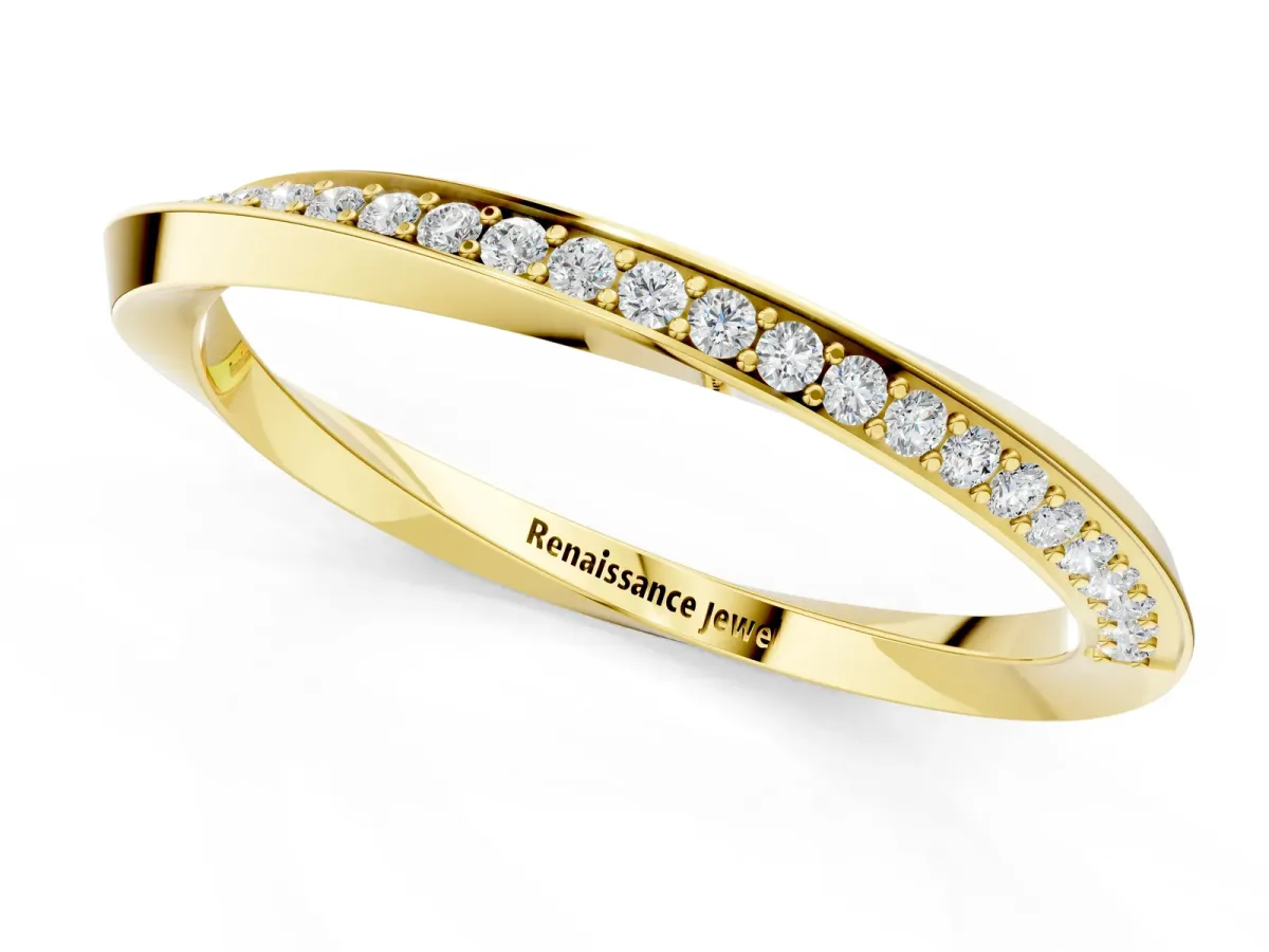 Pavé Round Diamond Twist Band Yellow gold