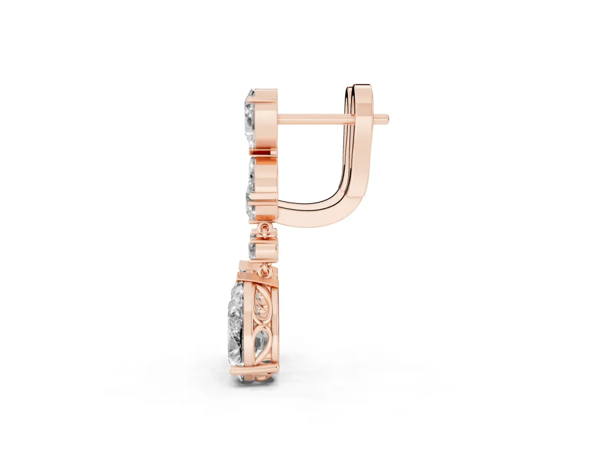 Pear, Marquise and Round Diamond Vancouver Drop Earrings Rose gold