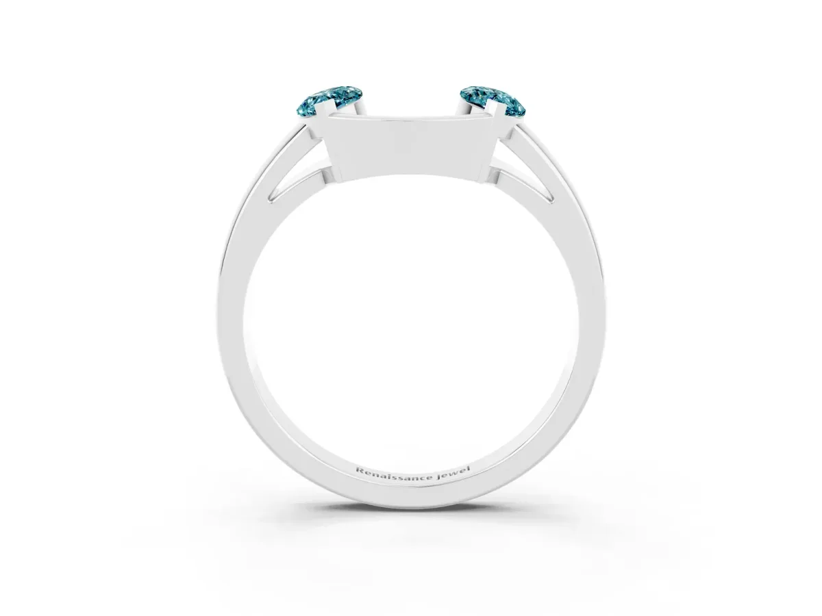Marquise Blue Topaz Open Band Ring with Tension Setting Silver