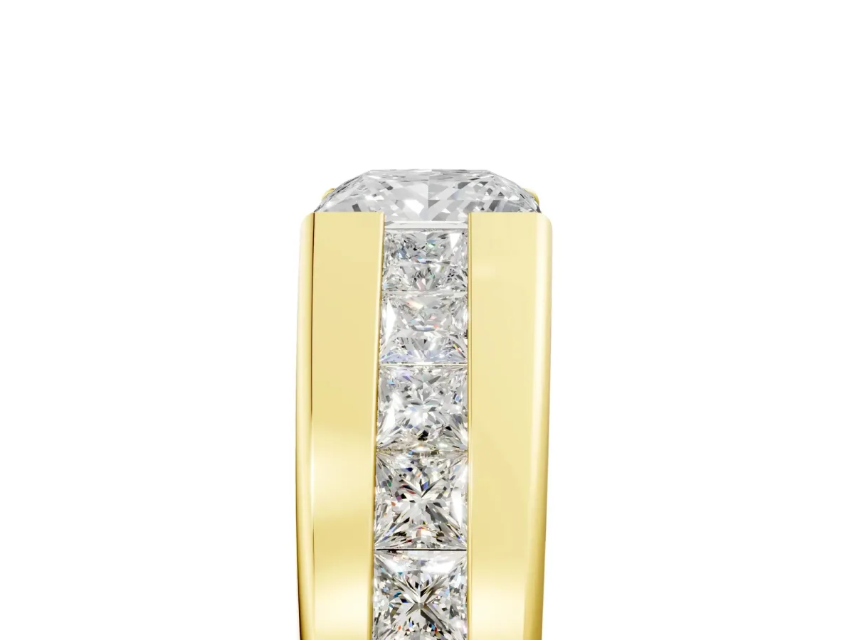 Princess Diamond Channel Set Mens Ring Yellow gold
