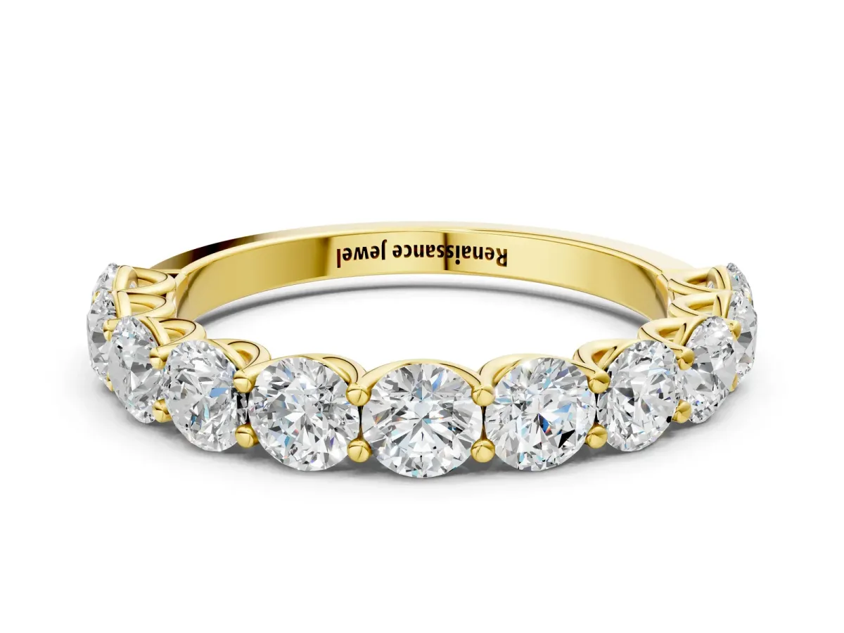 Round Diamond Shared Prong Eternity Band Yellow gold