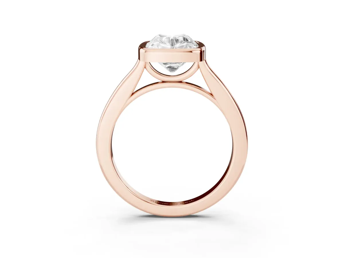 Old Mine Elongated Cushion Diamond Bezel Set Ring Rose gold