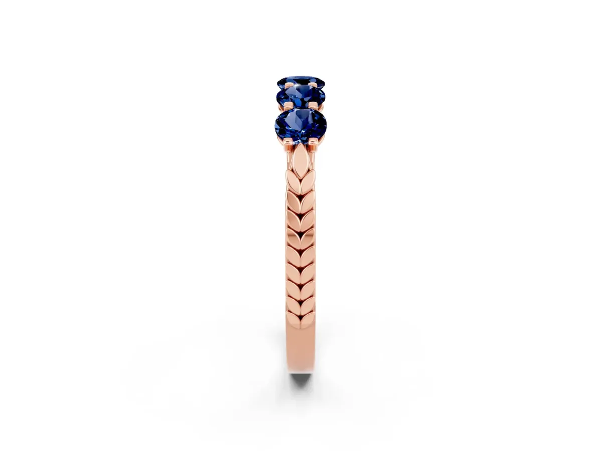 Five-Stone Round Blue Sapphire Prong-Set Band Rose gold