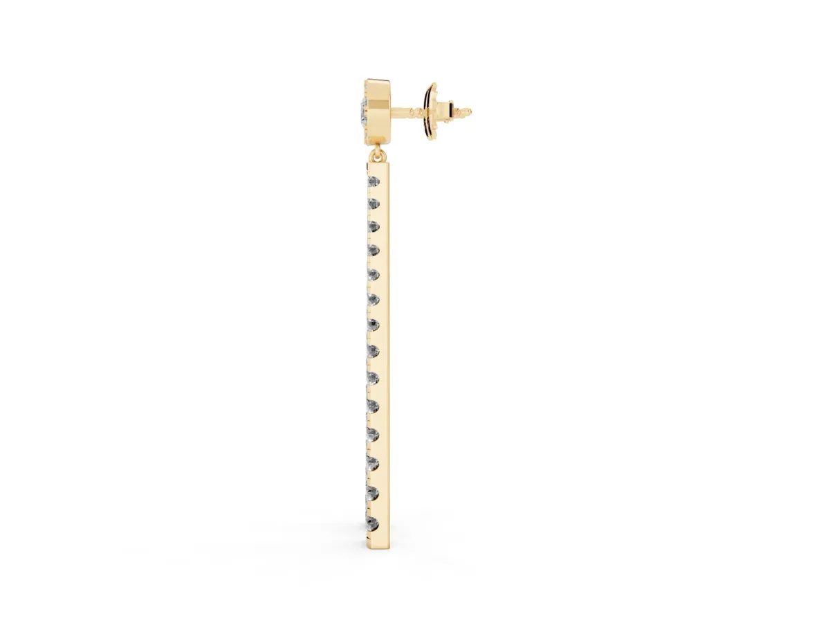 Round Cut Diamond Hinged Graduated Drop Earrings Yellow gold