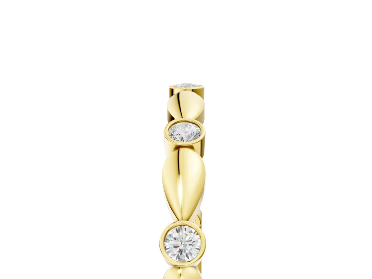 Bezel-Set Round Diamond Marquise Eternity Band Yellow gold