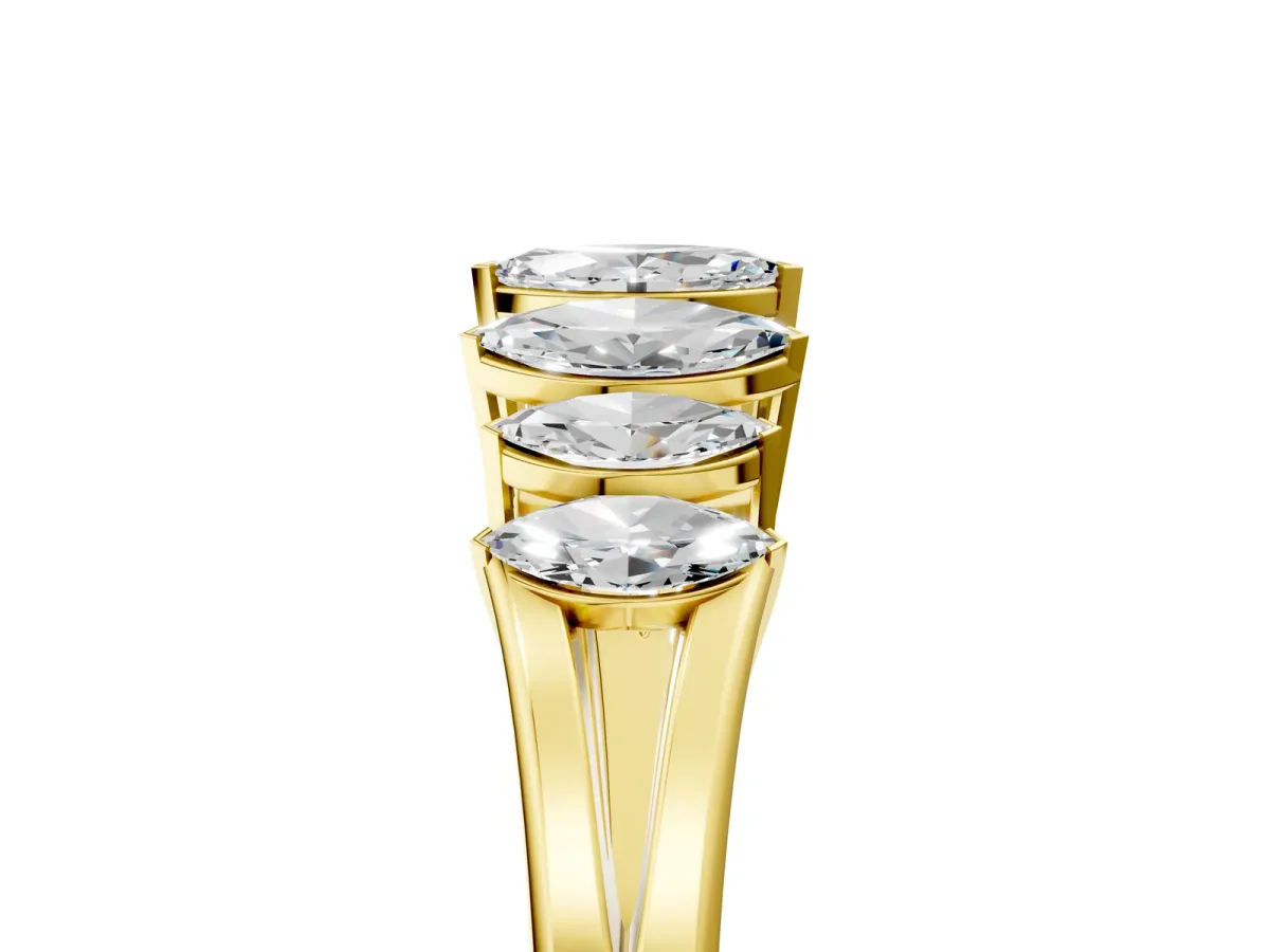 Marquise Diamond Prong-Set Half-Eternity Band Yellow gold
