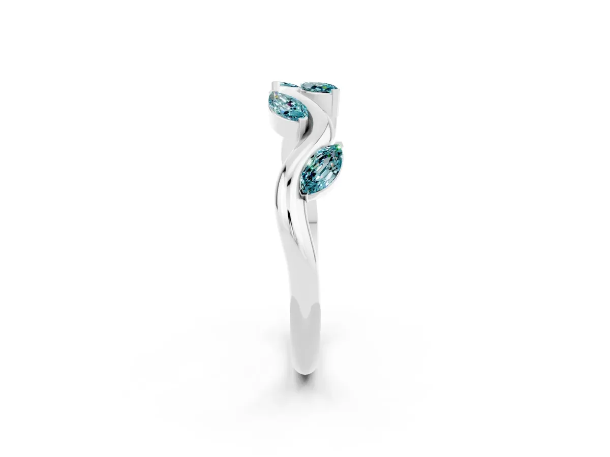 Marquise Blue Topaz Twisted Band with Prong Setting Silver