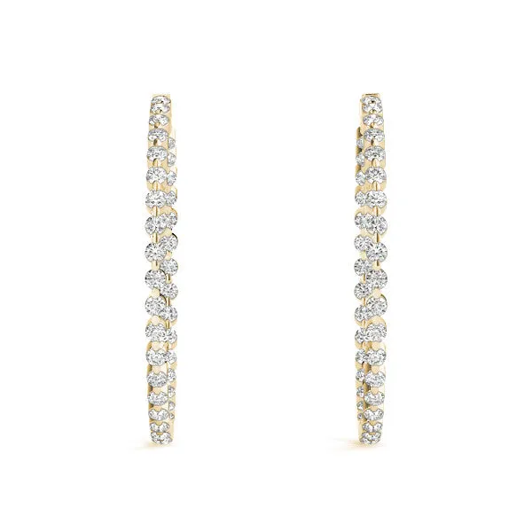 Round Diamond Prong Set Hoop Earrings Yellow gold