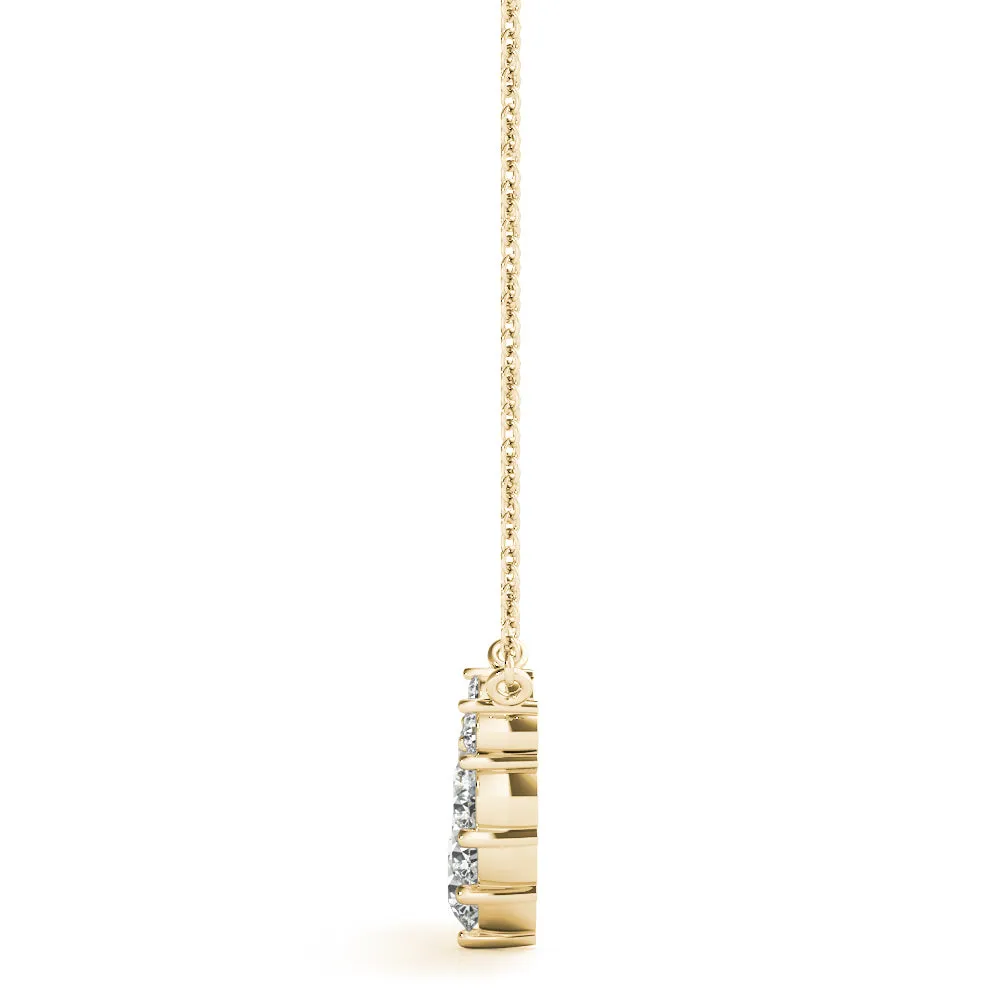 Round Diamond Graduated V-Prong Necklace Yellow gold