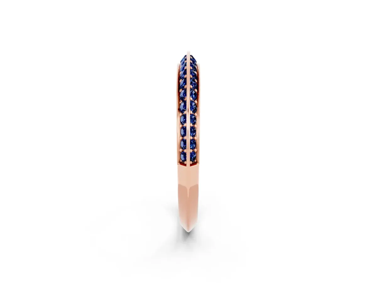 Double Row Pavé Round Blue Sapphire Eternity Band with Channel Setting Rose gold