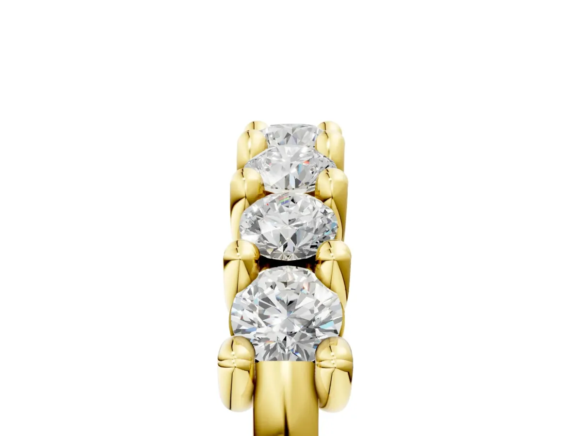 Round Diamond Prong-Set Half Eternity Band Yellow gold