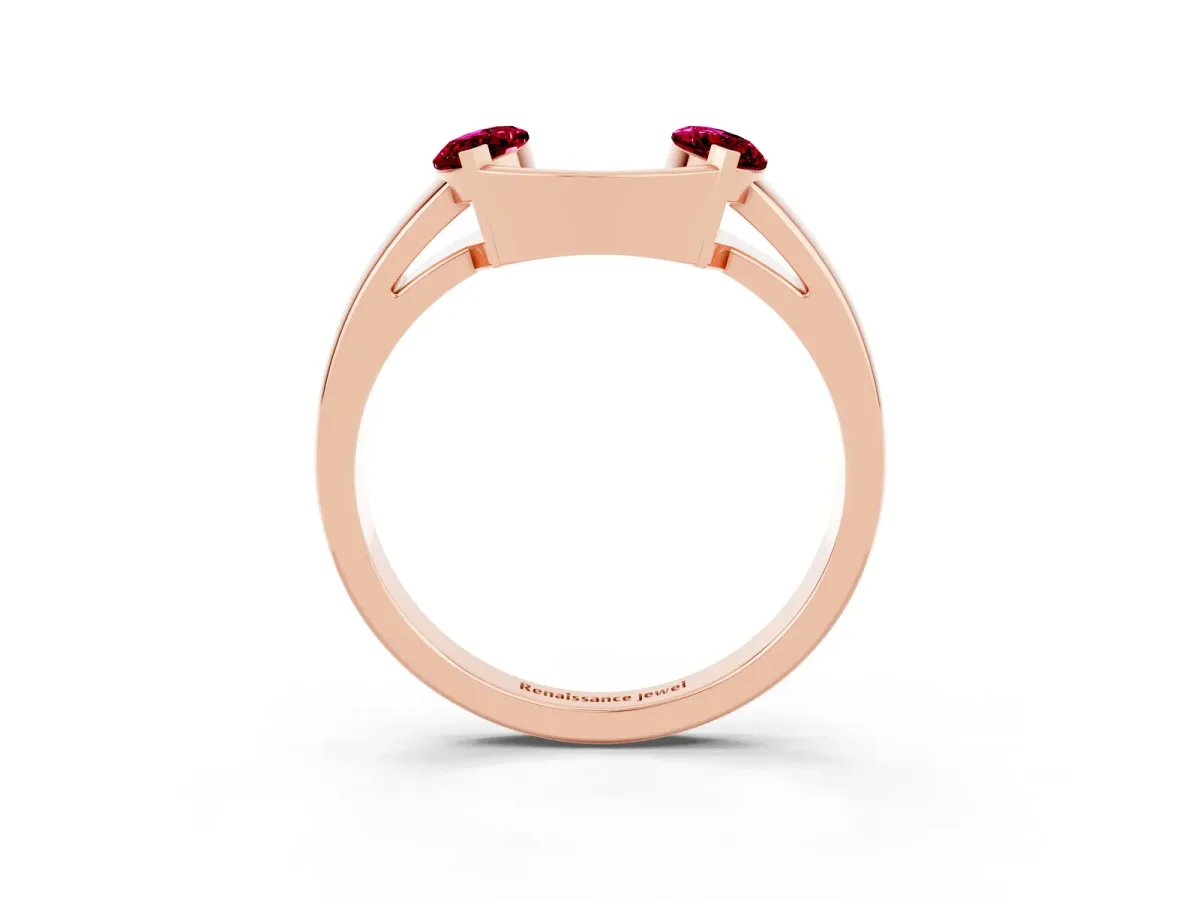 Marquise Garnet Open Band Ring with Tension Setting Rose gold
