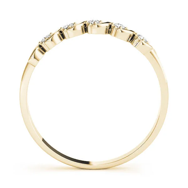 Twisted Prong Round Diamond Channel Band Yellow gold