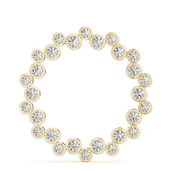 Bezel Set Round Diamond Circle Pendant Yellow gold