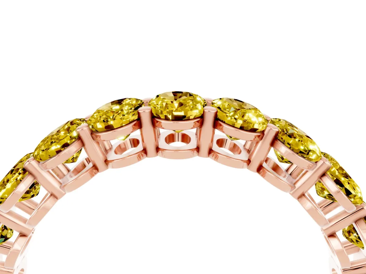 Oval Cut Yellow Sapphire Eternity Band with Shared Prong Setting Rose gold
