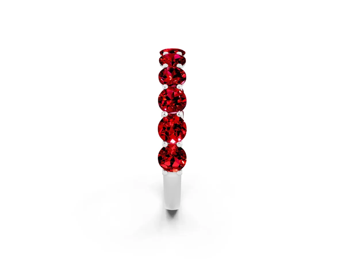 Round Ruby Shared Prong Eternity Band White gold