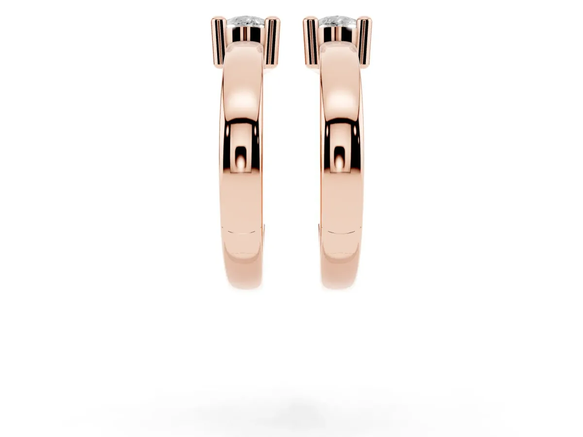 Pear Diamond Mini Huggie Hoop Earrings Rose gold