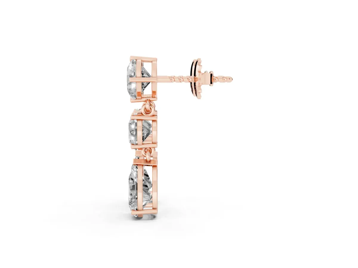 Multi-Shape Diamond Drop Earring Rose gold