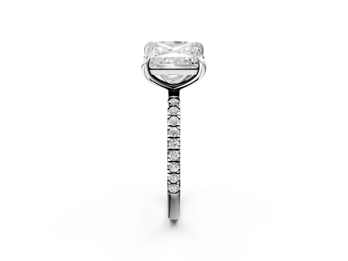 Oval and Princess Toi Moi Ring with Prong Setting and Micro Pave Band Platinum