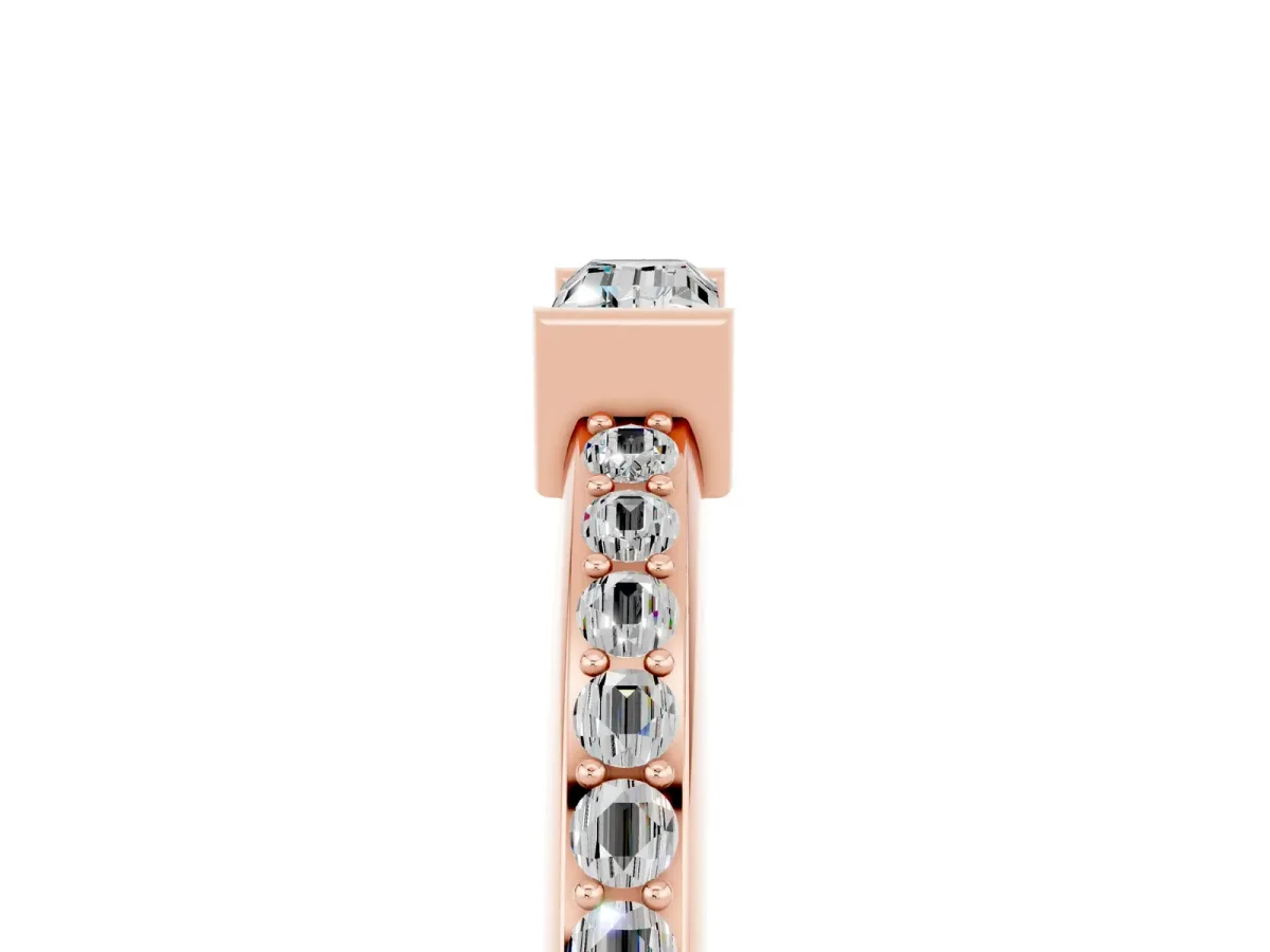 Baguette Moissanite Pavé Band with Bar Setting Rose gold