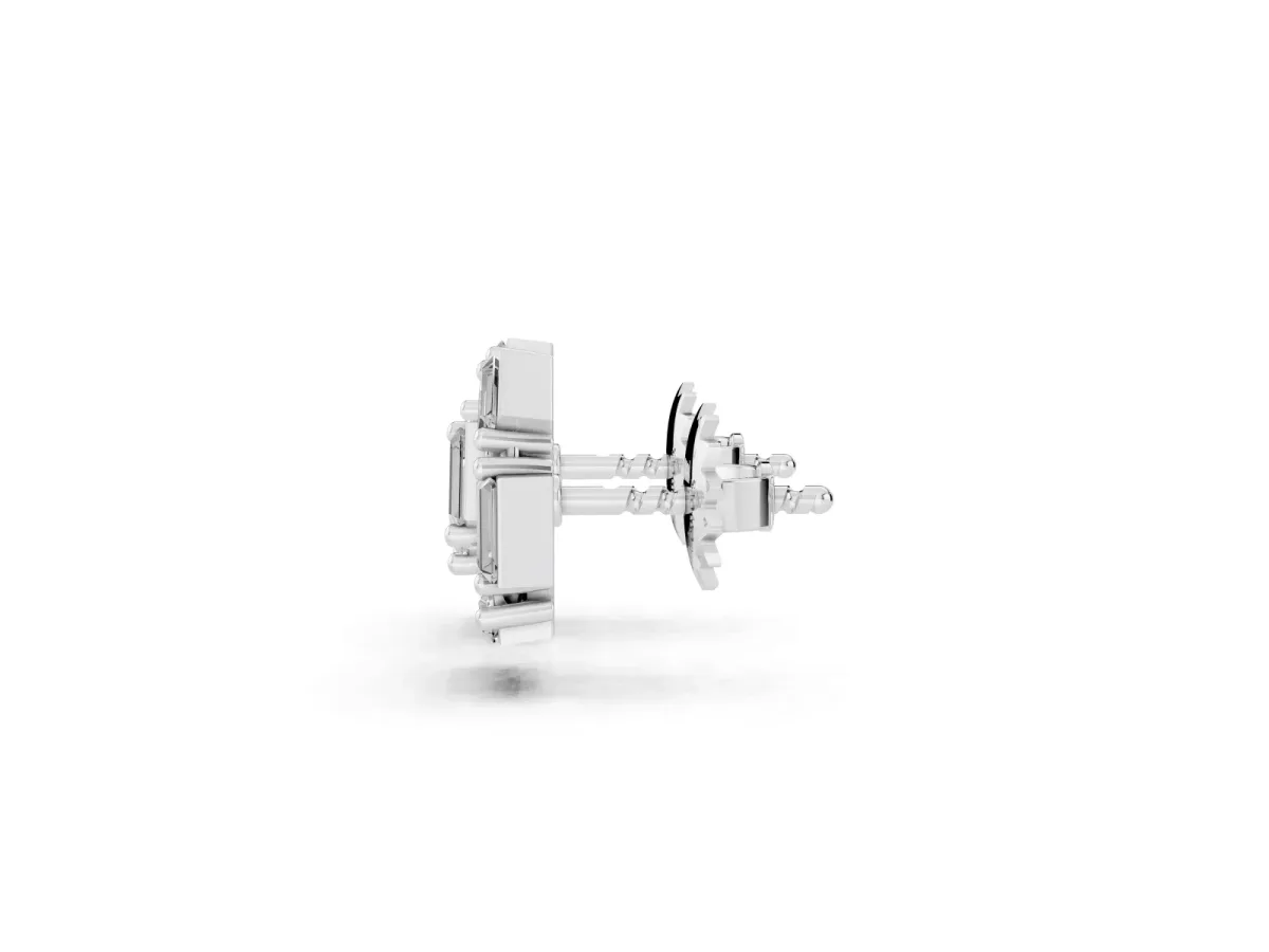 Baguette Diamond Cluster Stud Earrings Platinum