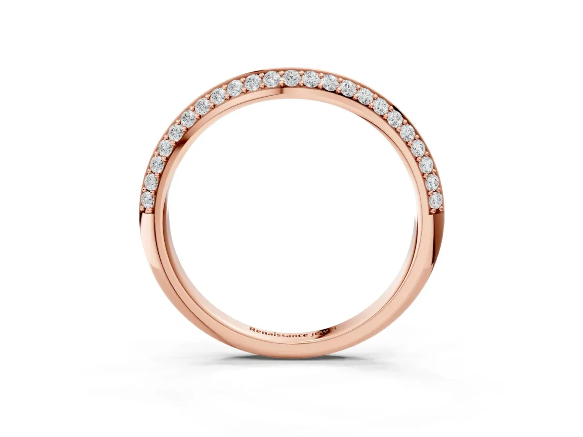Pavé Round Diamond Wave Band with Shared Prong Setting Rose gold