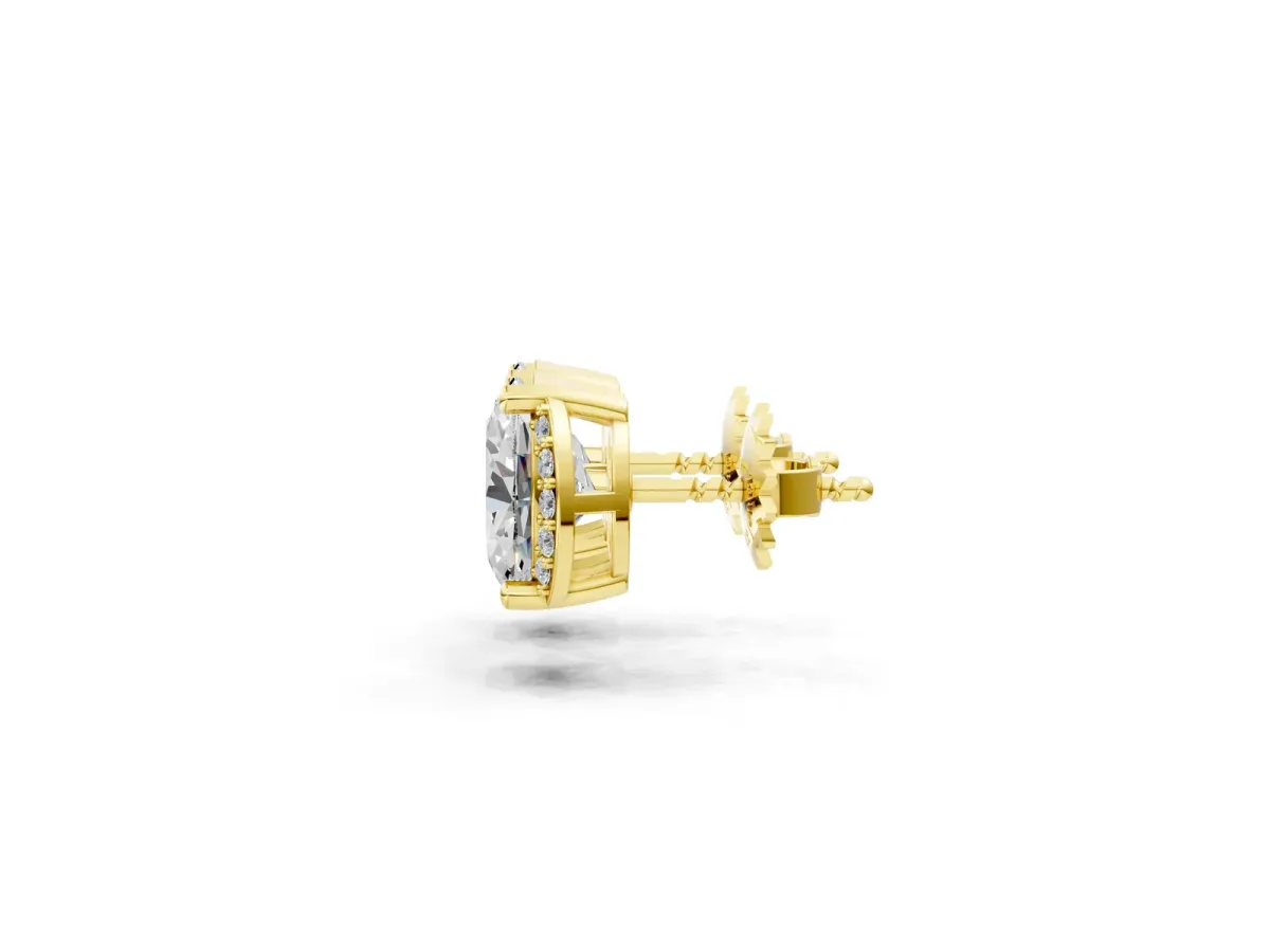 Oval Diamond Half Halo Stud Earrings Yellow gold