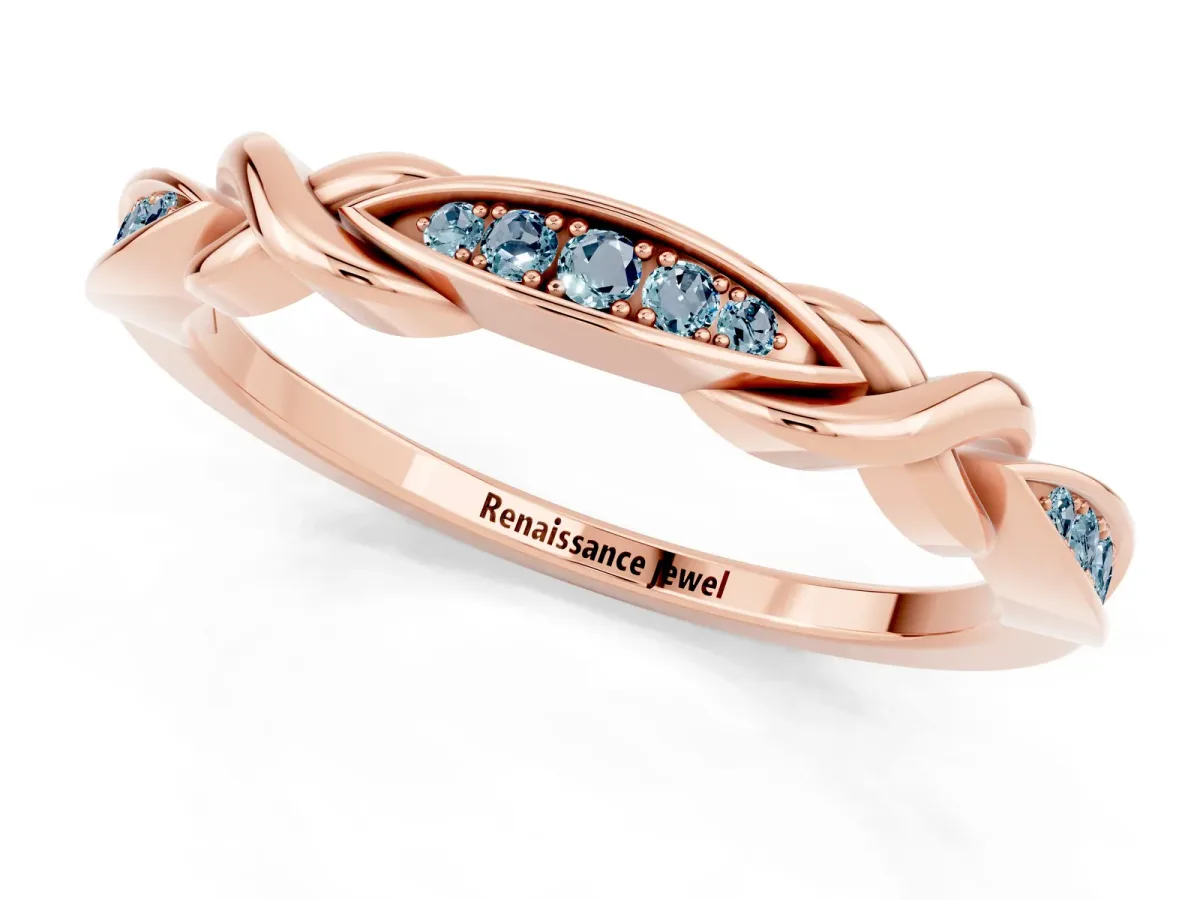 Twisted Marquise Aquamarine Pavé Band with Shared Prong Setting Rose gold