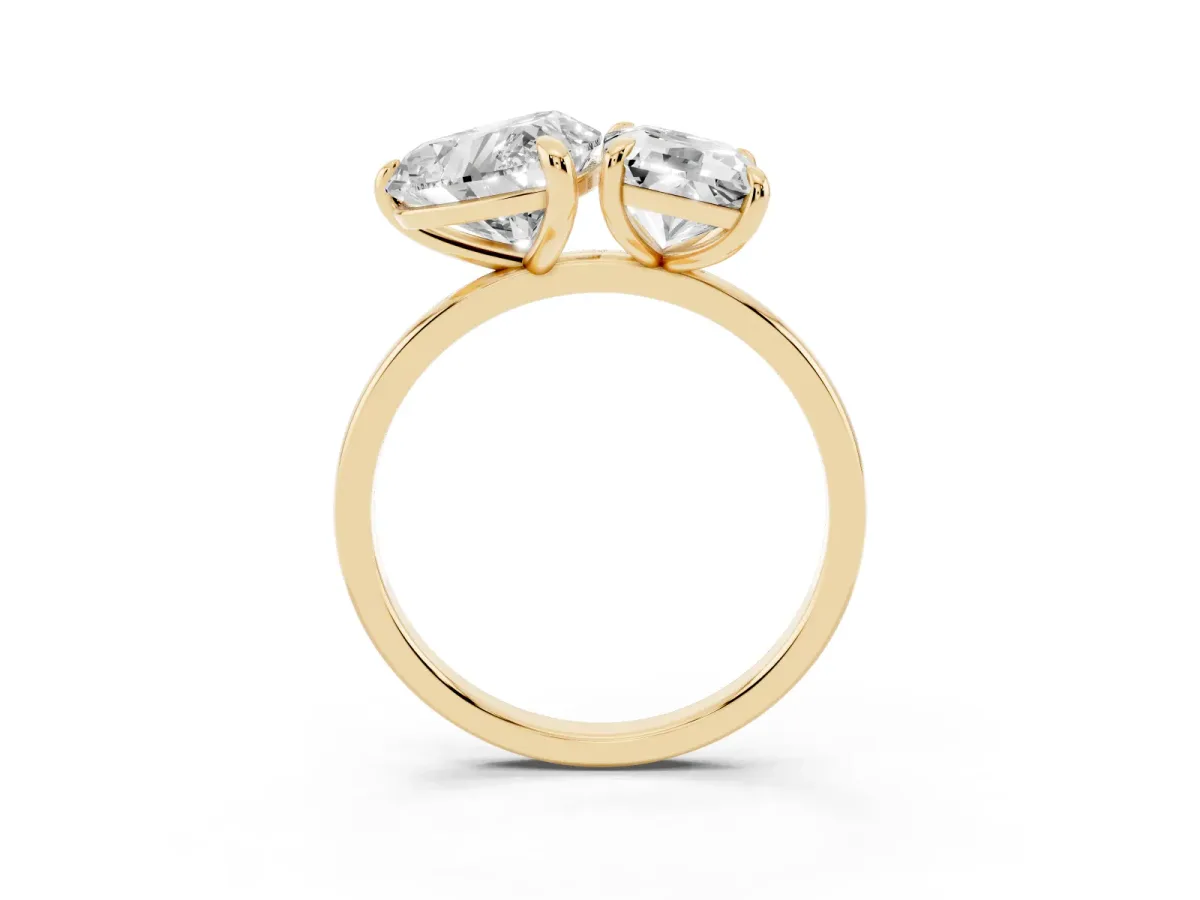 Radiant and Heart Toi Moi Ring with Prong Setting and Plain Band Yellow gold