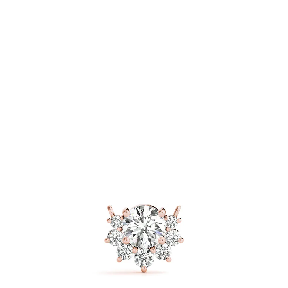 Round Cluster Diamond Pendant with Prong Setting Rose gold