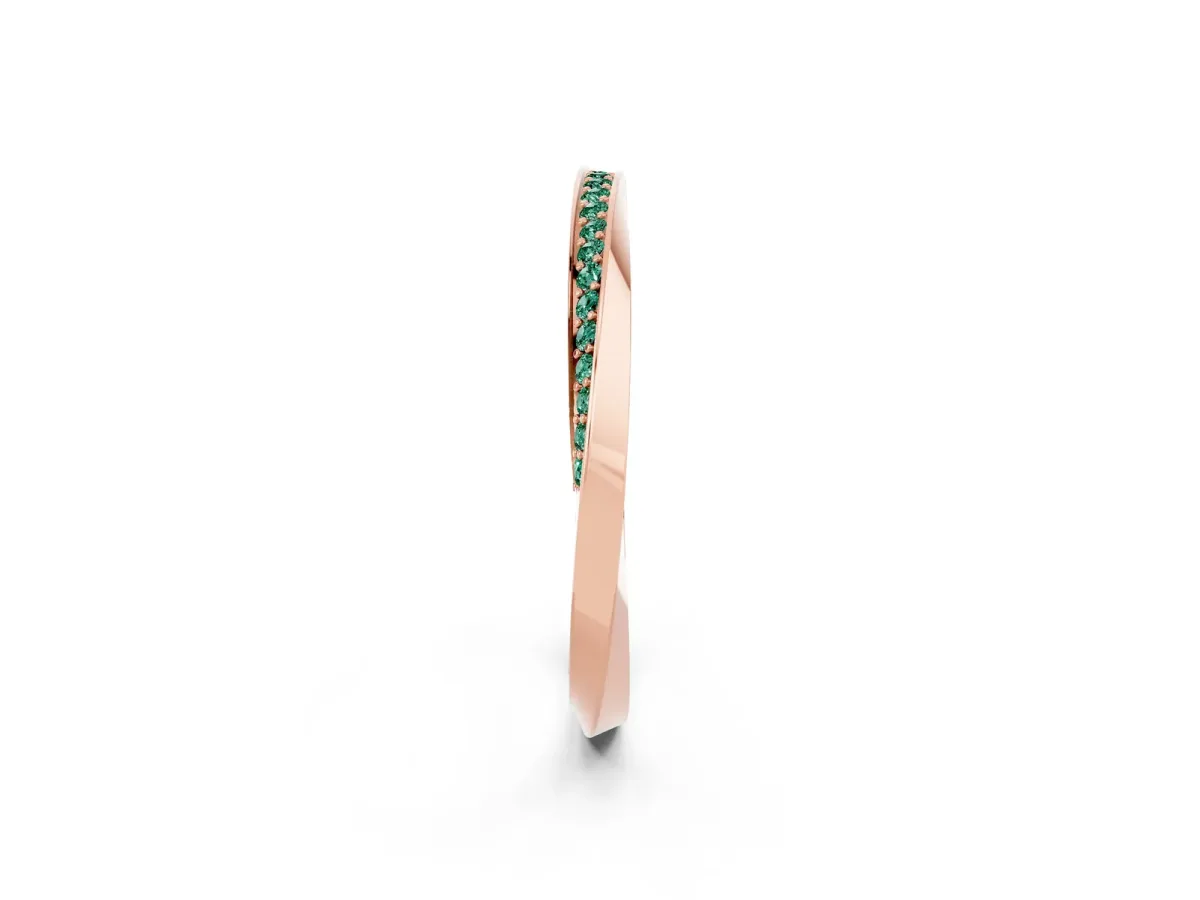 Pavé Round Green Sapphire Twist Band Rose gold